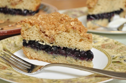 A Slice of Oat Streusel Coffecake with Blueberry-Wine Filling