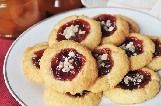 Ginger and Strawberry Jam Shortbread Thumbprint Cookies
